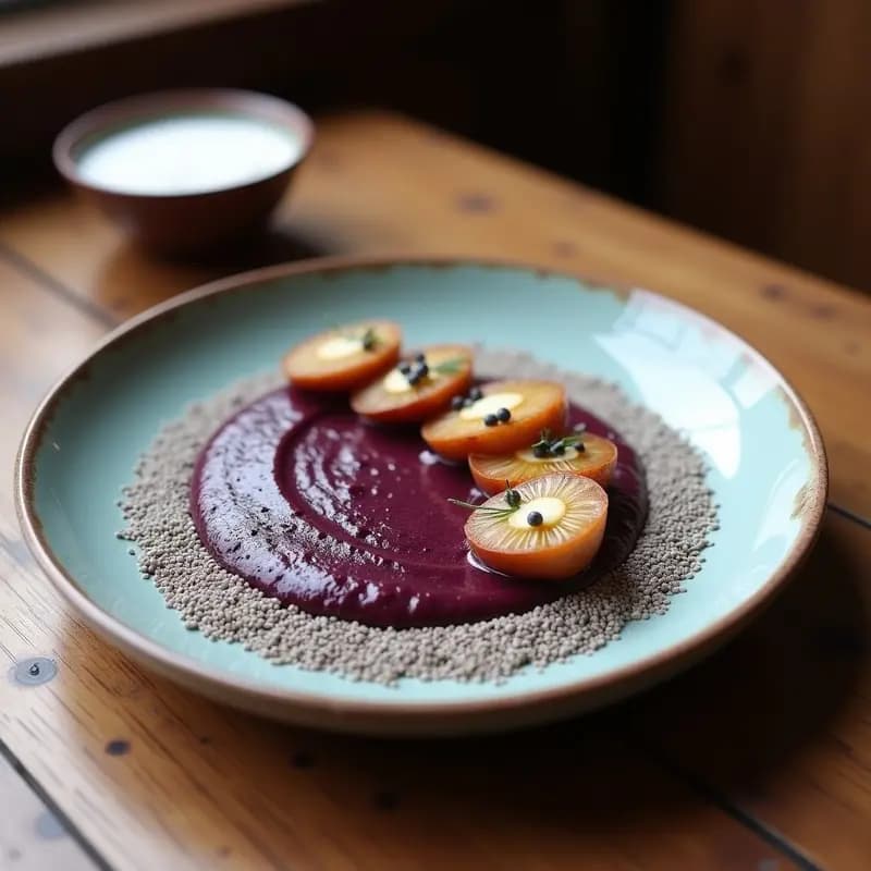 Panna Cotta de Açaí y Chía: Postre Brasileño Vegano con Topping de Granola