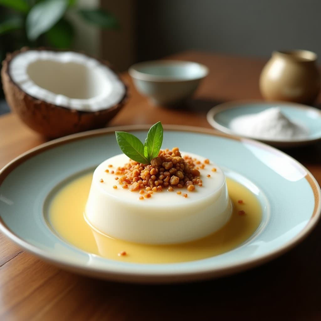 Panna Cotta de Agua de Coco y Lemongrass: Postre Tailandés Sin Lácteos