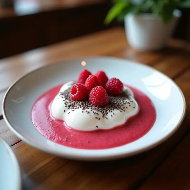 Panna Cotta de Frambuesa y Chía: Postre Sin Lácteos ni Azúcar en 4 Ingredientes