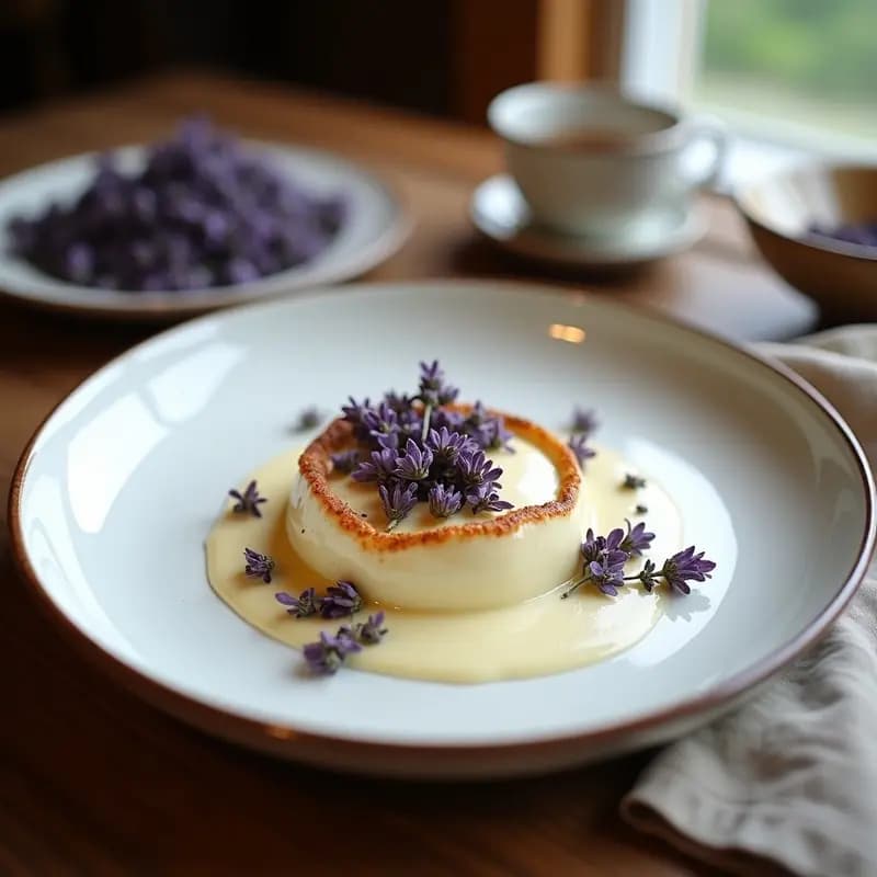 Panna Cotta de Frédéric con Infusión de Lavanda: Postre Francés Sin Lactosa y Vegano