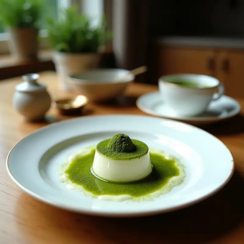 Panna Cotta de Matcha con Couli de Frambuesas: Postre Italiano Creamoso y Antioxidante