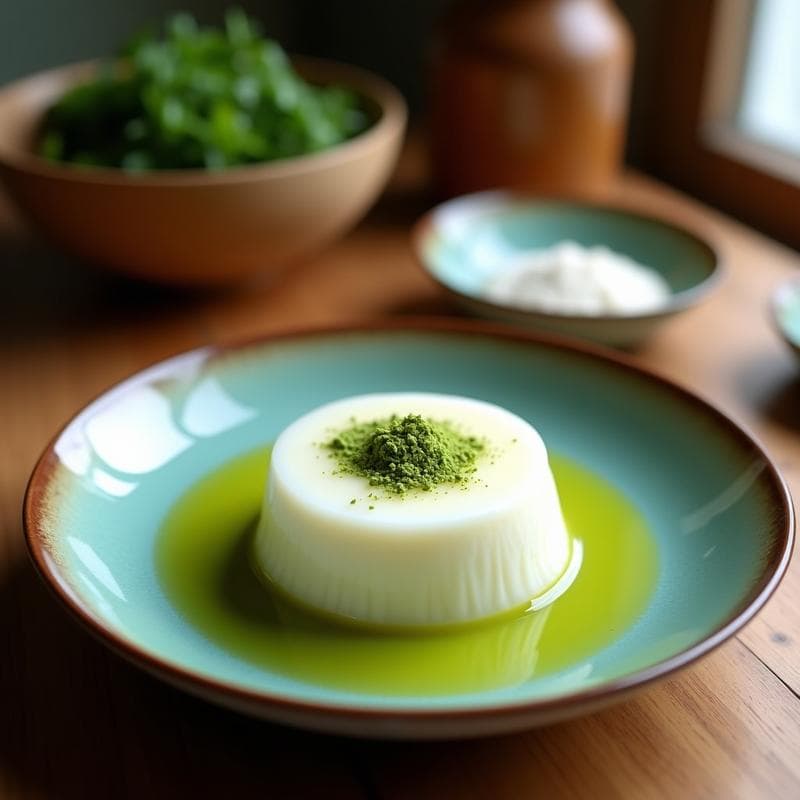 Panna Cotta de Matcha con Gelée de Maracuyá: Postre Japonés Sin Lácteos en 20 Minutos