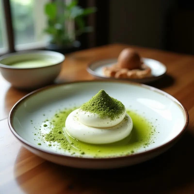 Panna Cotta de Matcha con Salsa de Mango: Postre Japonés Elegante y Refrescante