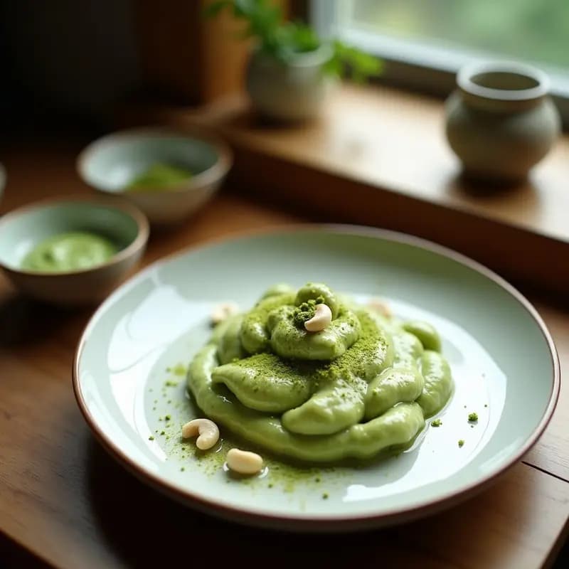 Panna Cotta de Matcha con Sirope de Agave: Postre italianos Vegano Sin Gelatina