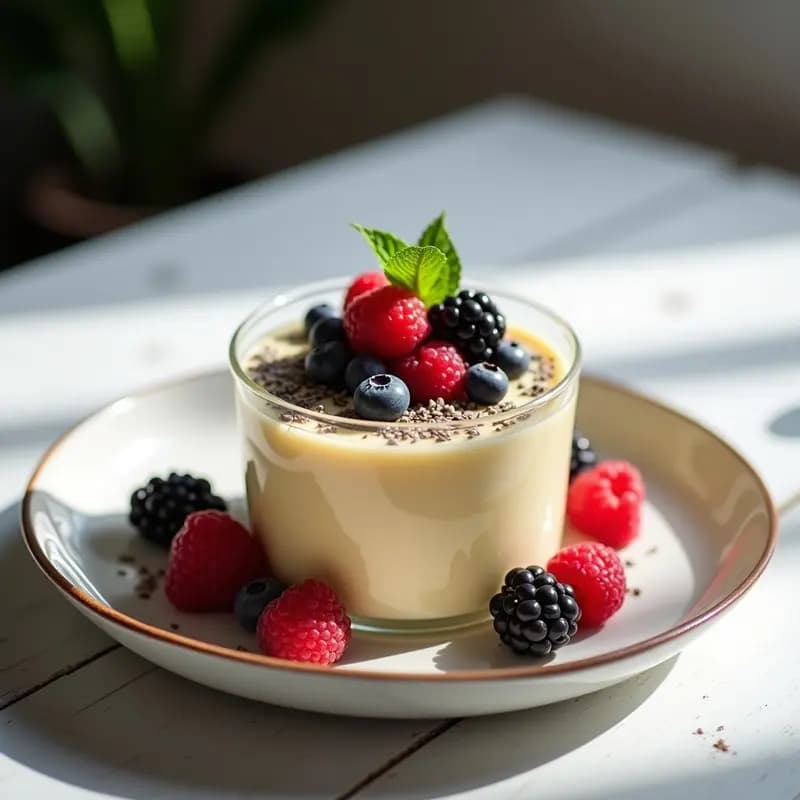 Pannecotti de Vainilla y Frutos del Bosque: Postre Italiano Suave y Sin Gluten