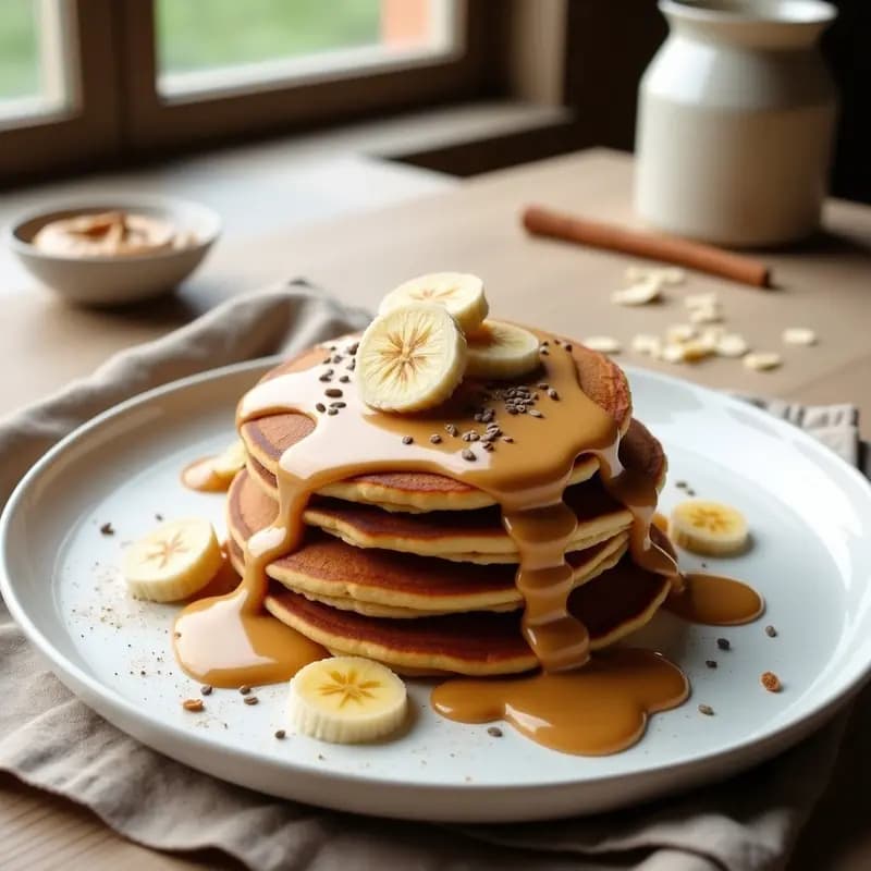 Panqueques de Avena y Banano con Crema de Cacahuete: Desayuno Fitness Sin Azúcar