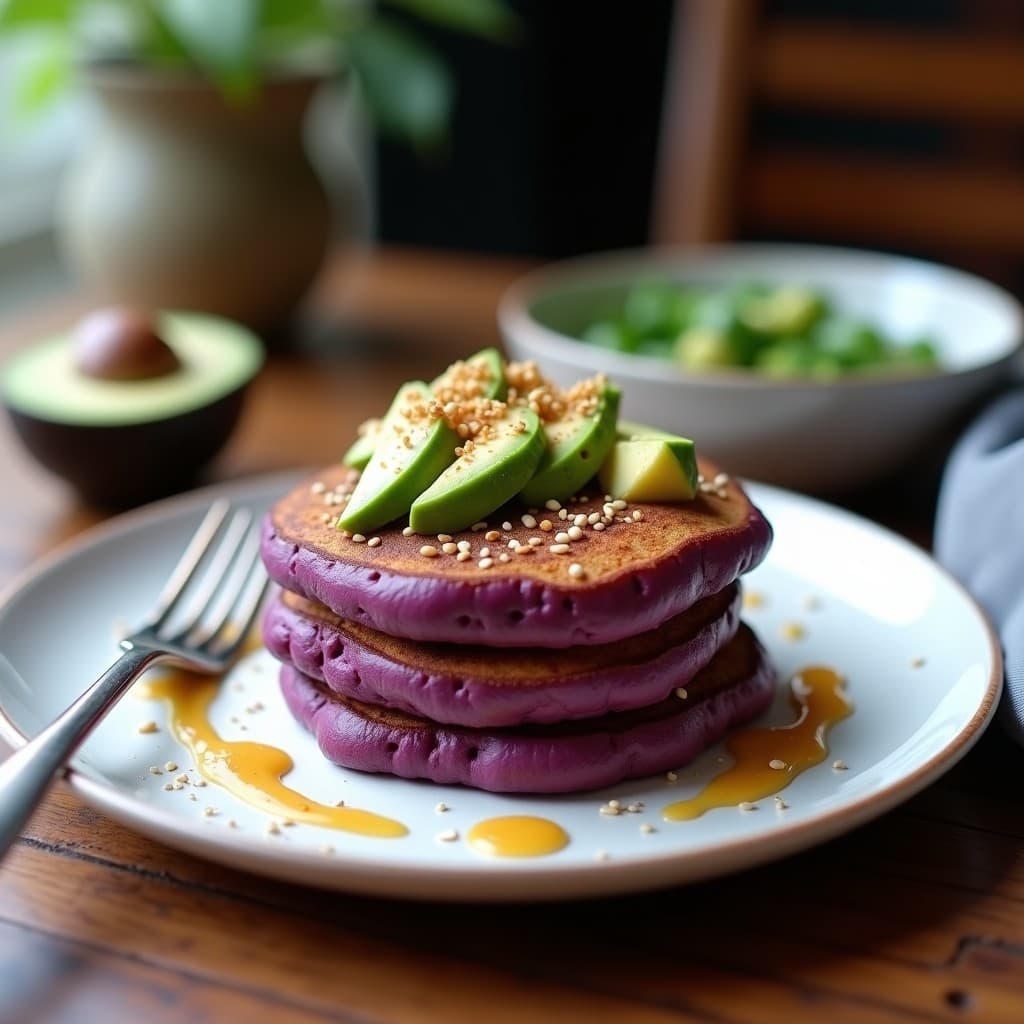 Panqueques de Batata Morada y Tahini: Desayuno Keto y Sin Harina en Sartén Antiadherente