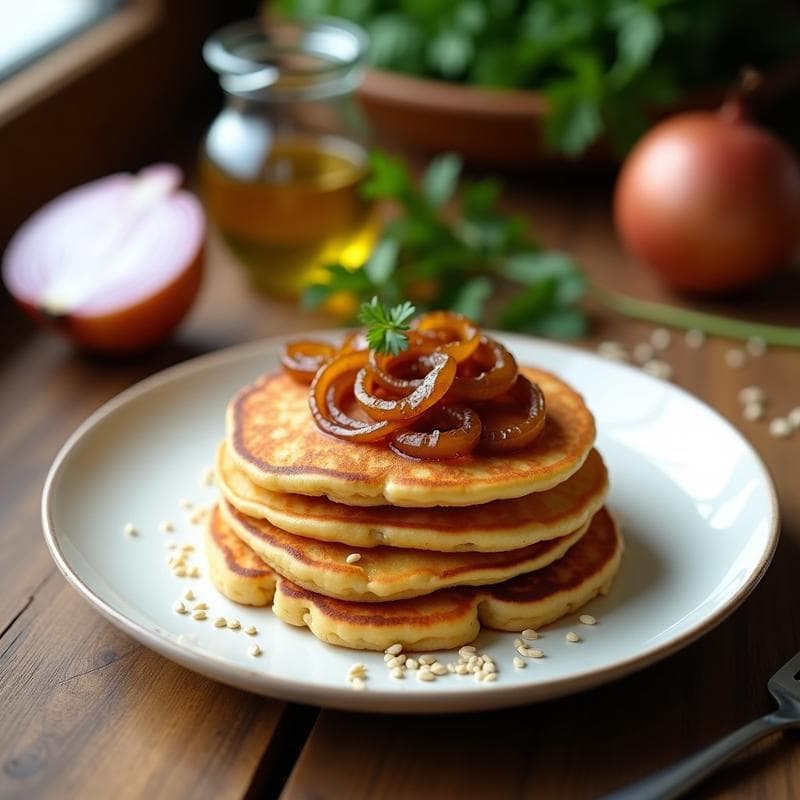 Panqueques de Harina de Garbanzo y Cebolla Caramelizada: Desayuno Vegano en Thermomix