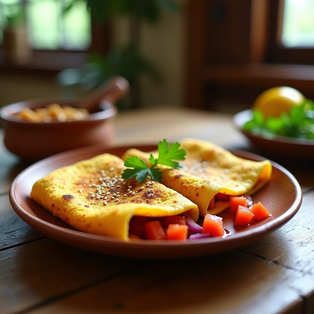 Panqueques de Harina de Garbanzo y Cúrcuma: Desayuno Indo-Pakistaní en Sartén Sin Aceite