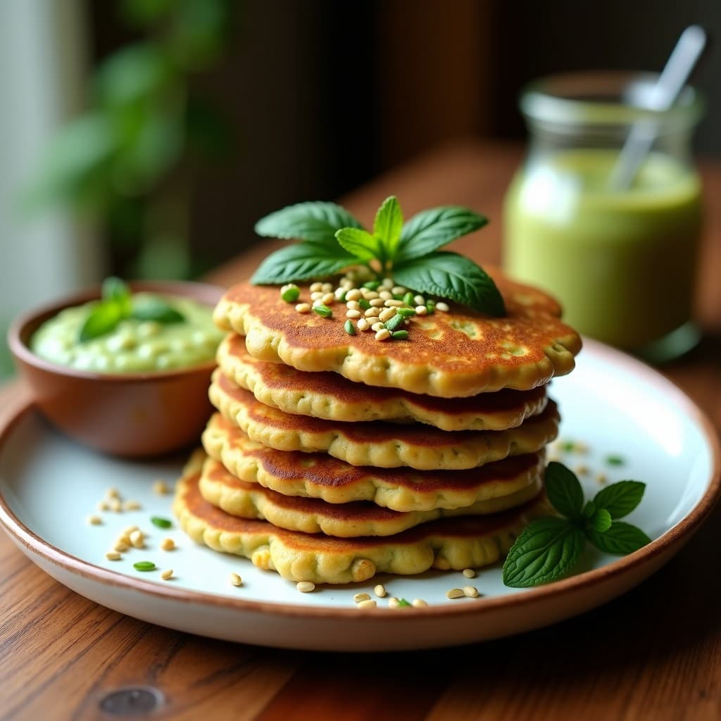 Panqueques de Garbanzo y Espinaca: Desayuno Indio Sin Harina con Chutney de Mentira