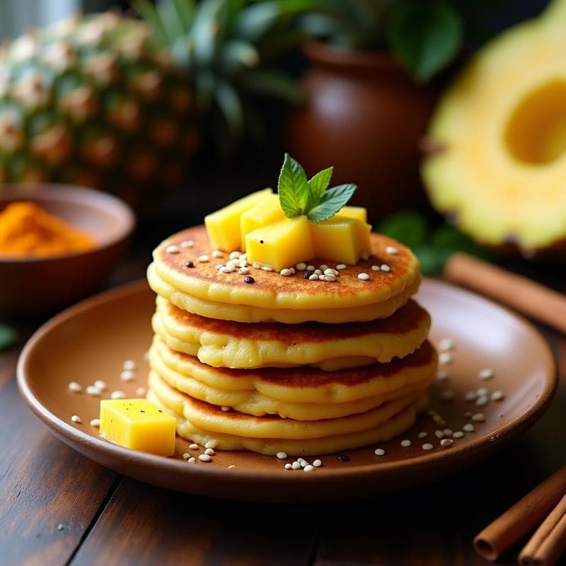 Panqueques de Harina de Arroz y Curry: Desayuno Sri Lankés con Compota de Piña