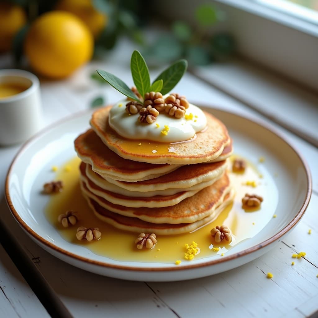 Panqueques de Harina de Castagna con Crema de Ricotta y Miel de Eucalipto: Desayuno Italy Keto