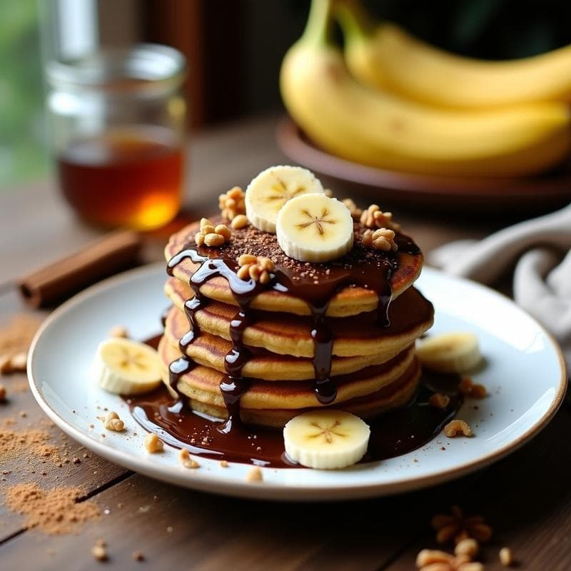 Panqueques de Harina de Garbanzo con Sokolata y Plátano: Desayuno Vegano Sin Harina de Trigo