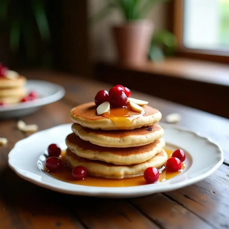 Panqueques de Harina de Sorgo y Arándanos Rojos: Desayuno Sin Gluten y Sin Lácteos