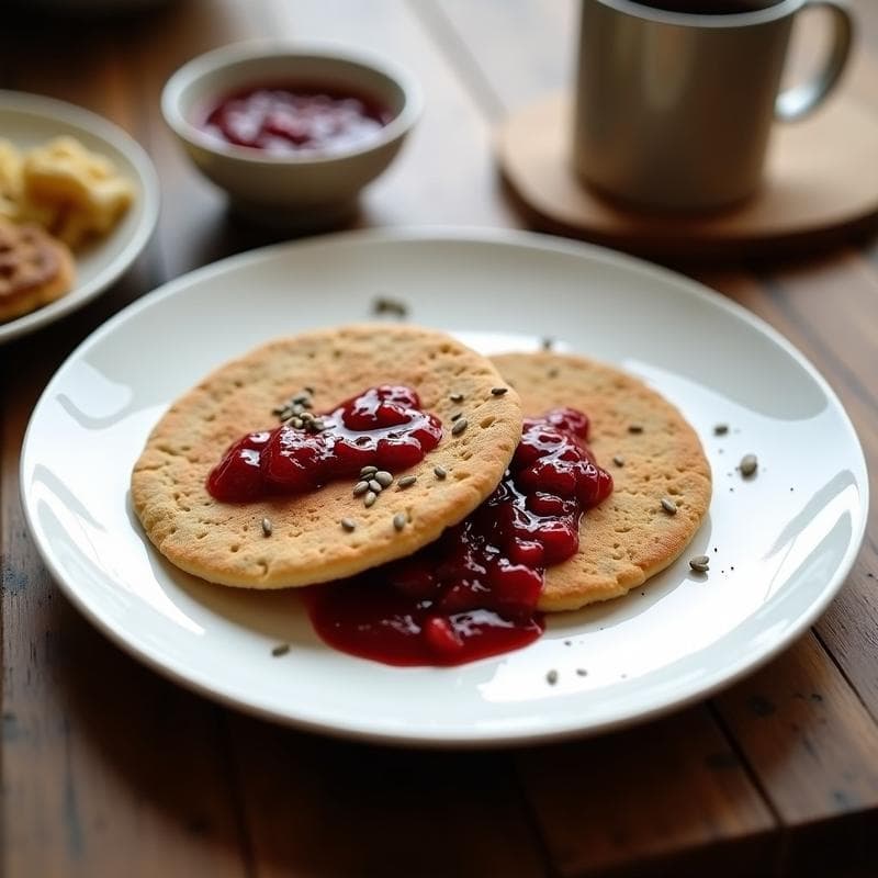 Panqueques de Harina de Teff y Compota de Ciruela Umeboshi: Desayuno Etiopiano Sin Gluten