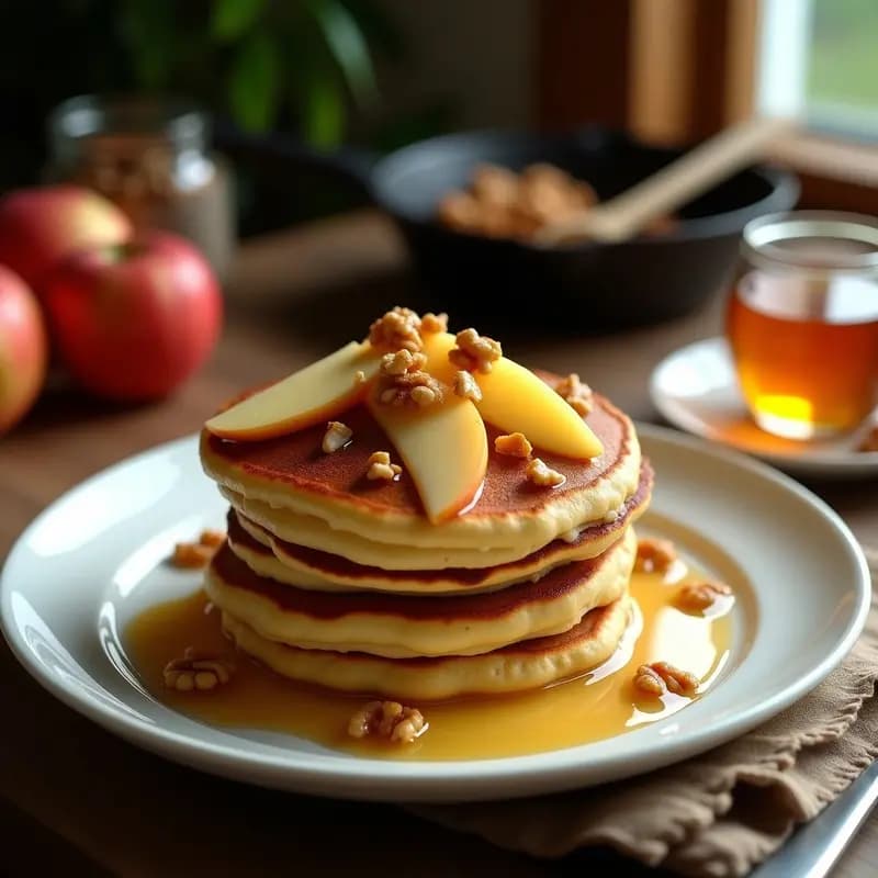 Panqueques Holandeses con Queso Gouda y Manzana Caramelizada: Desayuno Dulce-Salado en Sartén