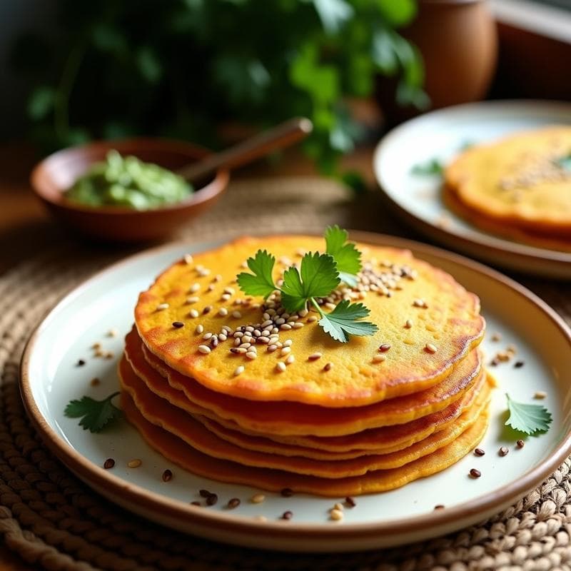 Panqueques de Harina de Lentejas Rojas y Cúrcuma: Receta Indú Vegana en Sartén
