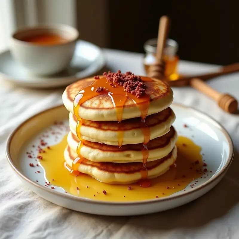 Panqueques Rusos con Requesón y Miel de Trébol: Desayuno Eslavo Alto en Proteínas