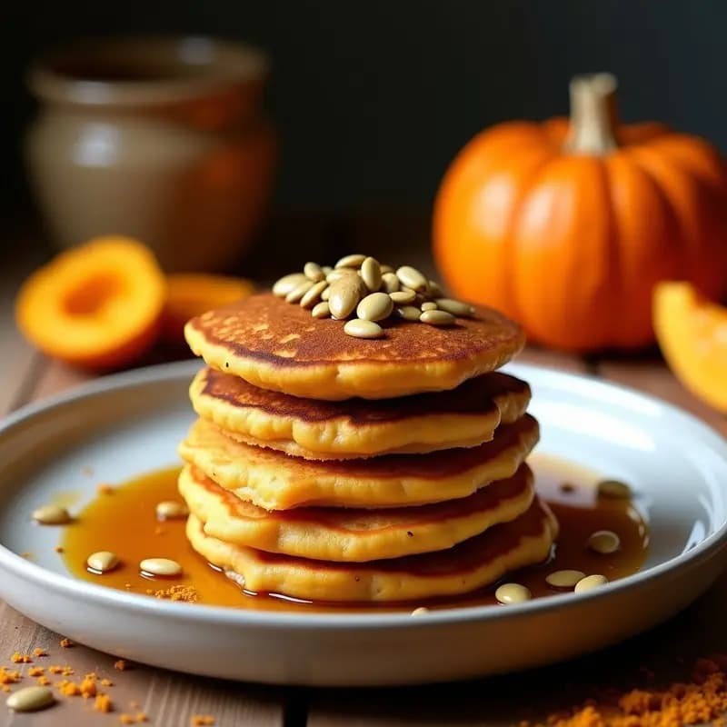 Panqueques de Harina de Sorgo y Puré de Calabaza Kabocha: Desayuno Africano Keto con Especias Bereber