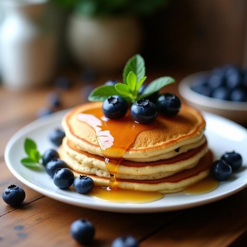 Panqueques de Harina de Teff y Arándanos: Desayuno Sin Gluten y Rica en Fibra