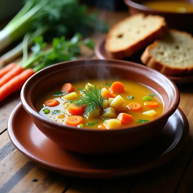 Panská Polévka: Sopa Checa de Pan y Vegetales con Toque Ahumado