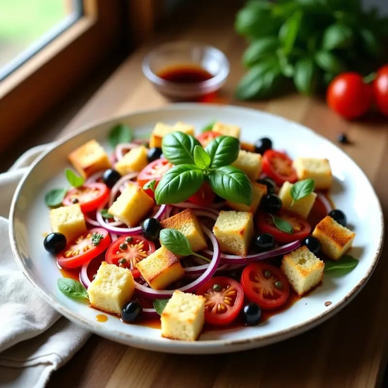 Panzanella Florentina: Ensalada Italiana de Pan, Tomate y Albahaca