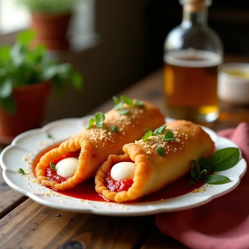 Panzerotti de Pepperoni y Mozzarella Fritos en Aceite: Receta Italiana de Comida Basura Clásica