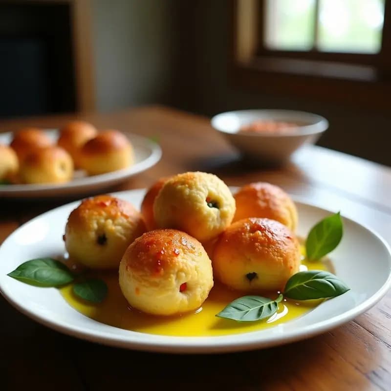 Bolas com Tomate Seco e Manjericão: Receta Brasileña de Pan de Yuca con Toque Gourmet