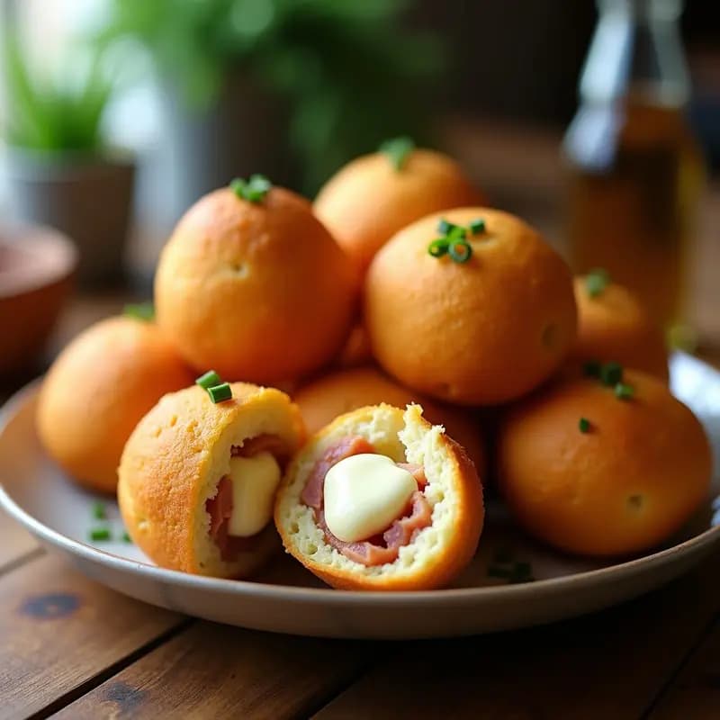 Pao de Queijo Brasilero con Relleno de Queso Mineral y Jamón Serrano: Receta Keto en Airfryer