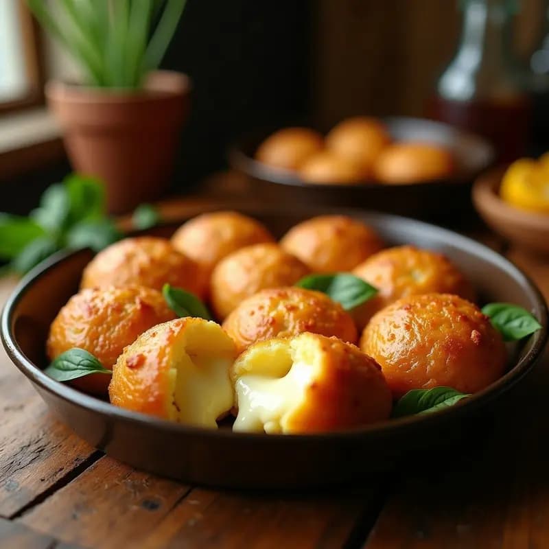 Pao de Queijo Relleno de Catupiry: Pan Brasileño de Yuca y Queso al Horno
