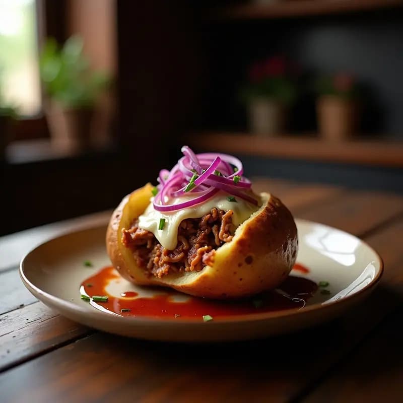 Papa Asada Rellena de Pulled Pork y Queso Gorgonzola: Comida Reconfortante al Máximo