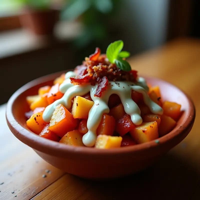 Papa a la Brava con Salsa de Queso Azul y Toccino Crujiente: El Aperitivo Español Reinventado