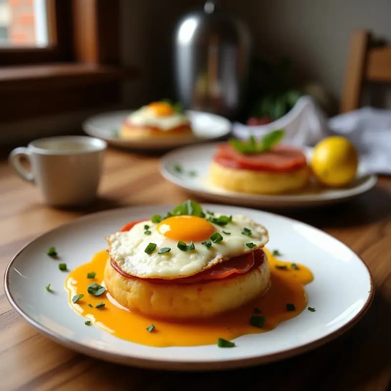 Papa a la Francesas con Queso, Jamón y Huevo Frito: Desayuno Hipercalórico