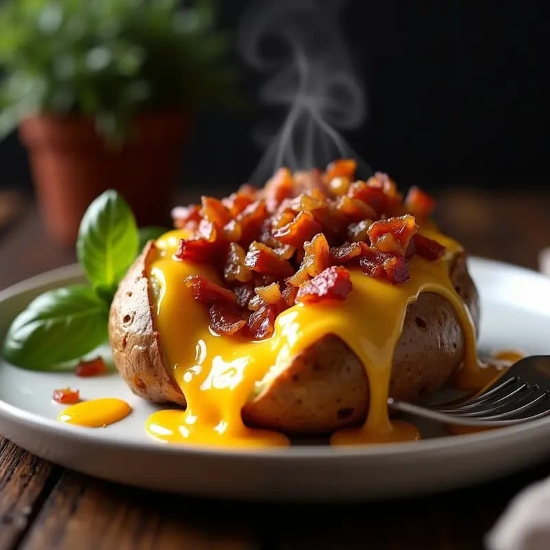 Papa al Horno Rellena de Queso, Tocino y Cebolla Caramelizada: Comida Reconfortante en su Máxima Expresión