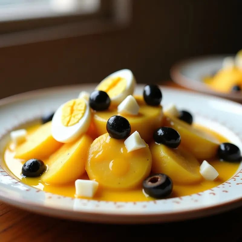 Papa a la Huancaína con Queso Fresco y Aceitunas: Receta Peruana Reconfortante