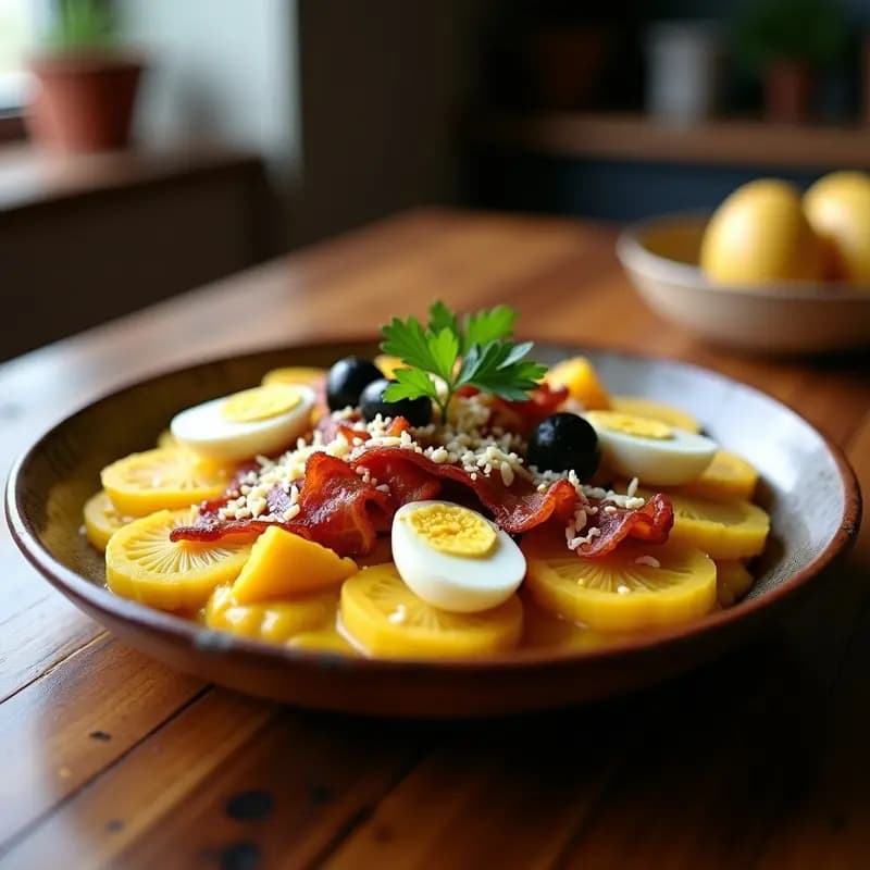 Papa a la Huancaína con Tocino y Queso Parmesano: Versión Gourmet de un Clásico Peruano