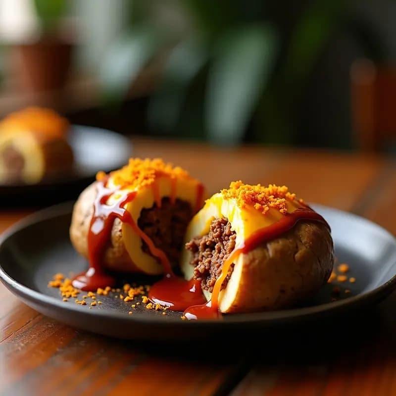 Papa Rellena de Carne, Queso y Salsa BBQ en Airfryer: Comida Reconfortante en Minutos
