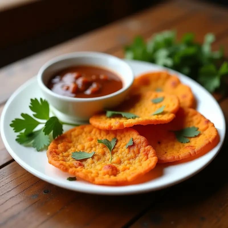 Papadum de Lentejas Rojas con Chutney de Tamarindo: Aperitivo Indio Crujiente en Airfryer