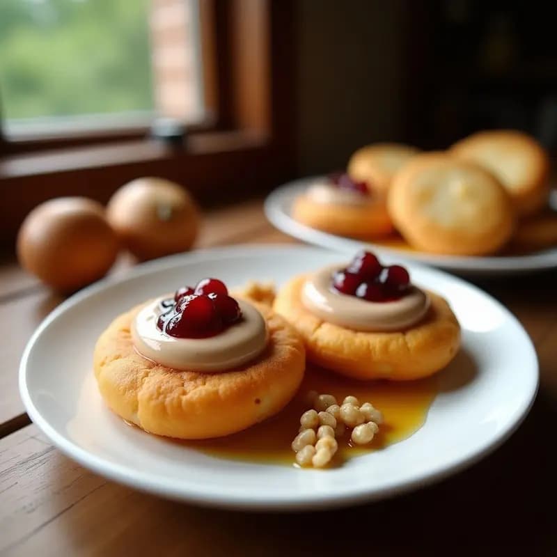 Papanasi con Mermelada de Arándanos y Crema de Castañas: Postre Rumano en sartén