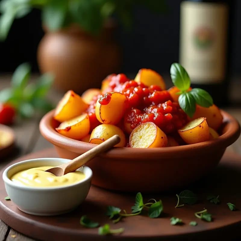 Papas Bravas con Salsa Brava Extra Picante y Alioli: El Aperitivo Español Más Famoso