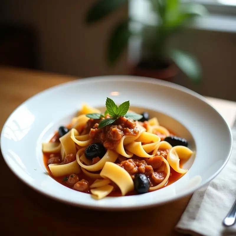 Pappardelle al Ragú de Hongos Porcini: Receta Italiana Cremosa y Sin Carne