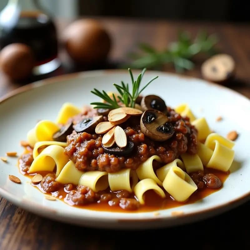 Pappardelle al Ragú de Hongos Portobello: Pasta Italiana Keto con Sabor Umami