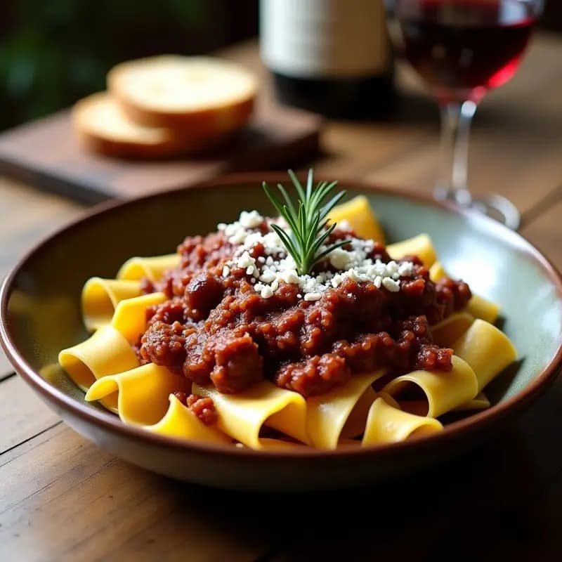 Pappardelle al Ragu de Jabalí y Vino Tinto: Receta Italiana de Caza Tradicional
