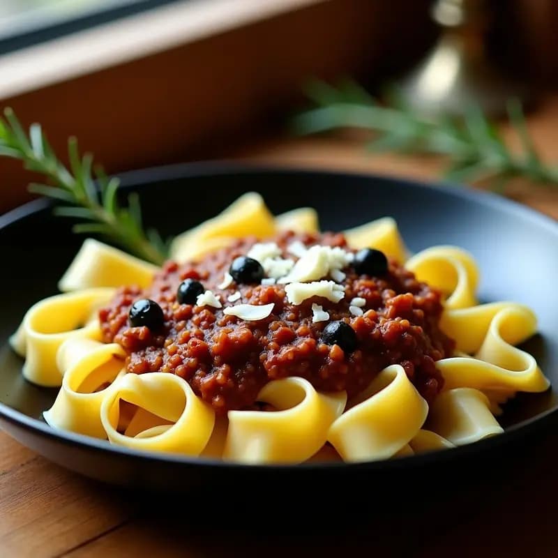 Pappardelle al Ragú de Jabalí y Aceitunas Taggiasche: Receta Italiana de Caza en Thermomix