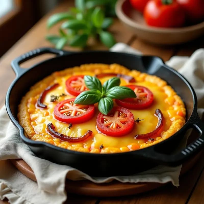 Pappear Pot de Sudáfrica: Pan de Maíz con Queso y Tomate en Sartén
