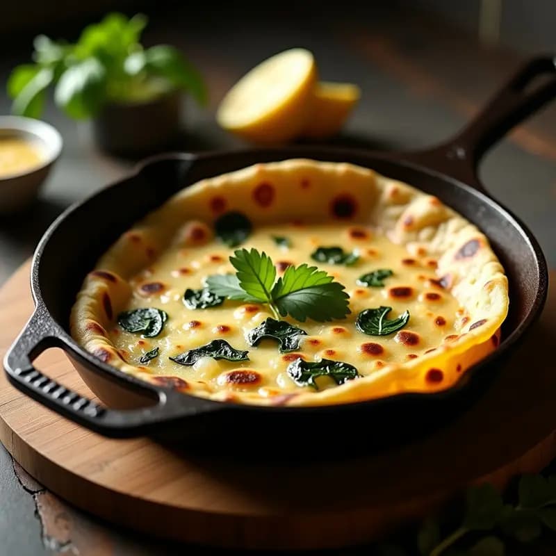 Paratha de Espinacas y Paneer Vegano: PanHope Indio Relleno con Queso de Anacardos