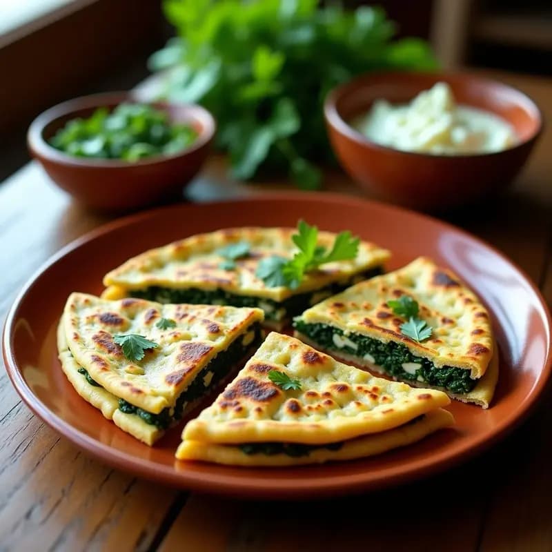 Paratha Indio Rellena de Espinacas y Queso Paneer: Receta Plancha Tradicional en 15 Minutos