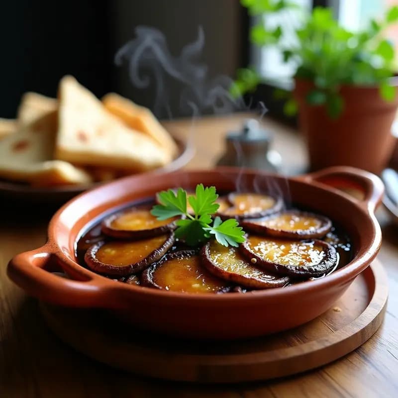 Pargestan de Setas y Cebolla Caramelizada con Salsa de Ajo Negro: Receta Armena Vegana