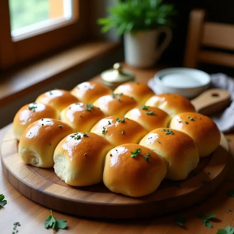 Parker House Rolls con Ajo y Perejil: Panecillos Americanos Suaves y Aromáticos