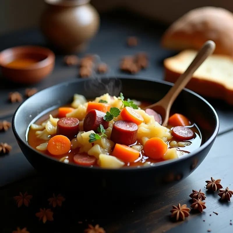 Párkolt Húngaro de Repollo y Chorizo: Receta de Invierno en Olla Lenta
